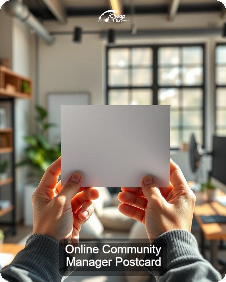 Online Community Manager Postcard Sample 10 · 4.25" x 5.5" design sample