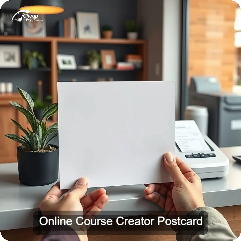 Online Course Creator Postcard Sample 01 · 5" x 5" design sample