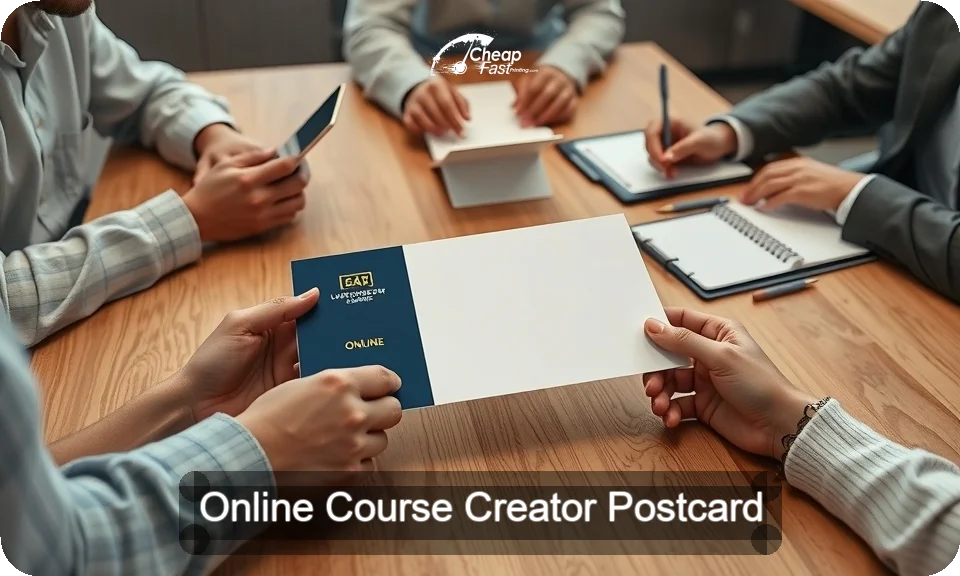 Online Course Creator Postcard Sample 03 · 4" x 9" design sample