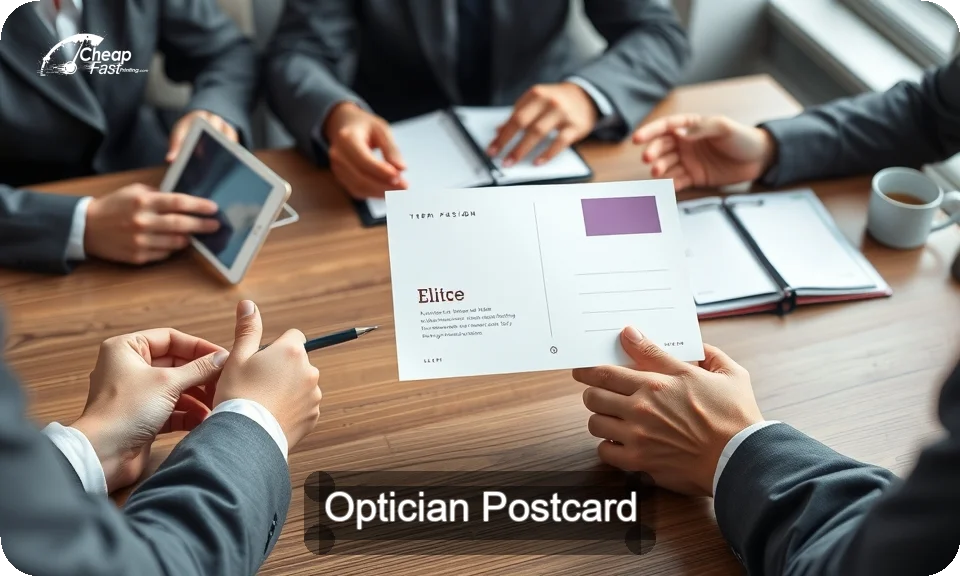 Optician Postcard Sample 04 · 4" x 9" design sample