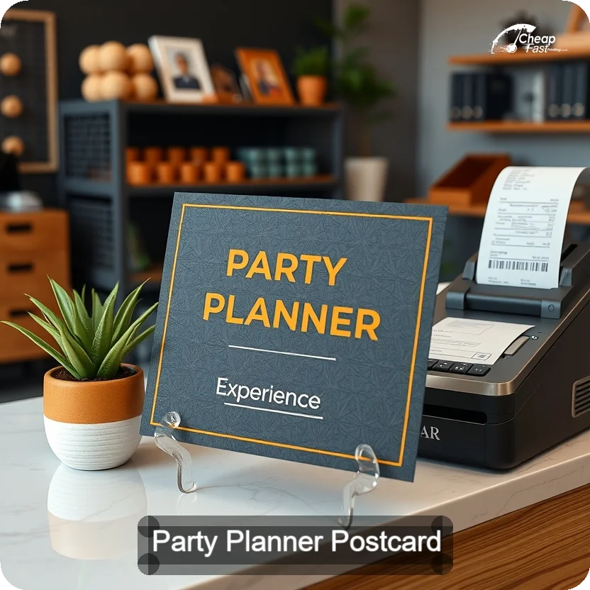 Party Planner Postcard Sample 04 · 5" x 5" design sample