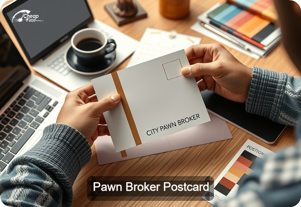 Pawn Broker Postcard Sample 01 · 4" x 6" design sample