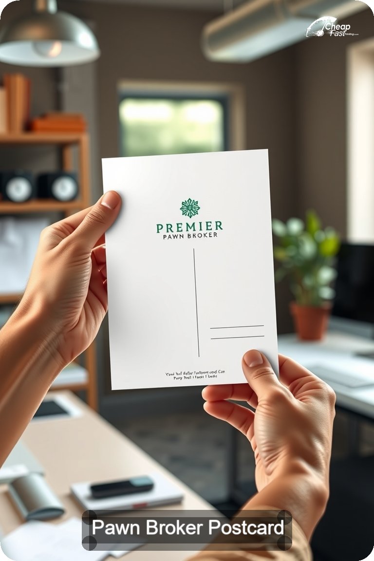 Pawn Broker Postcard Sample 10 · 4.5" x 11" design sample