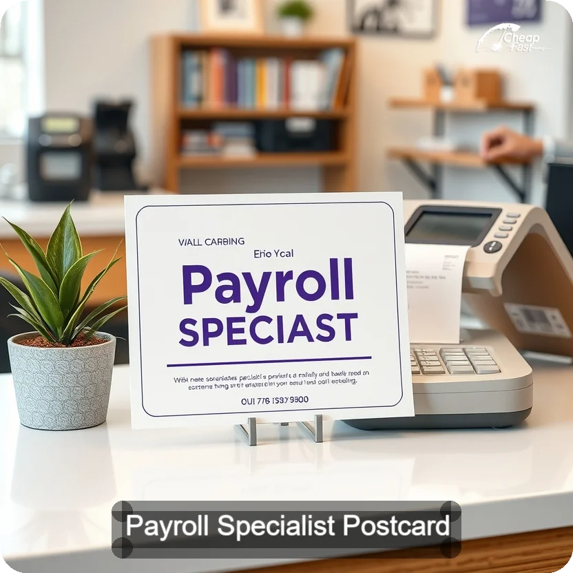 Payroll Specialist Postcard Sample 06 · 5" x 5" design sample