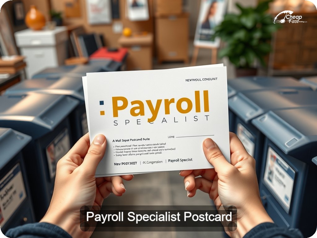 Payroll Specialist Postcard Sample 10 · 6.5" x 9" design sample