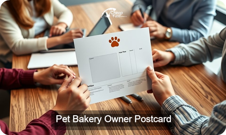 Pet Bakery Owner Postcard Sample 01 · 4" x 9" design sample