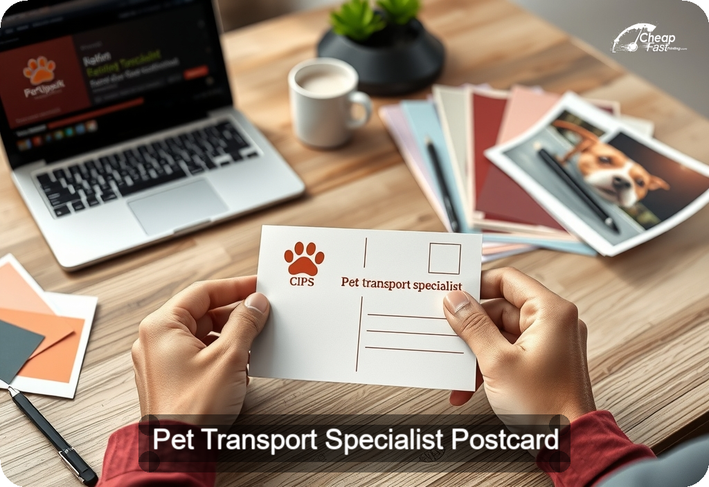 Pet Transport Specialist Postcard Sample 01 · 4" x 6" design sample