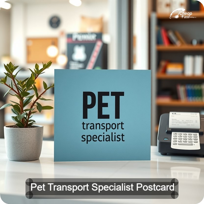 Pet Transport Specialist Postcard Sample 05 · 5" x 5" design sample