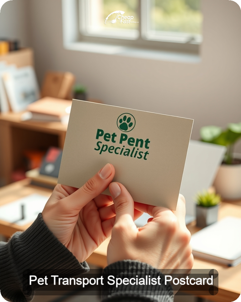 Pet Transport Specialist Postcard Sample 06 · 4.25" x 5.5" design sample