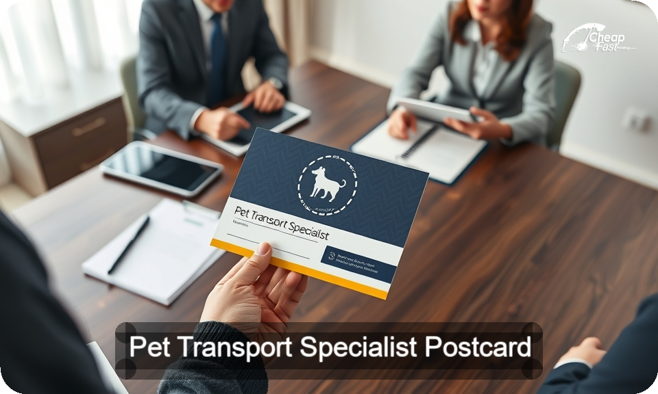 Pet Transport Specialist Postcard Sample 07 · 4" x 9" design sample