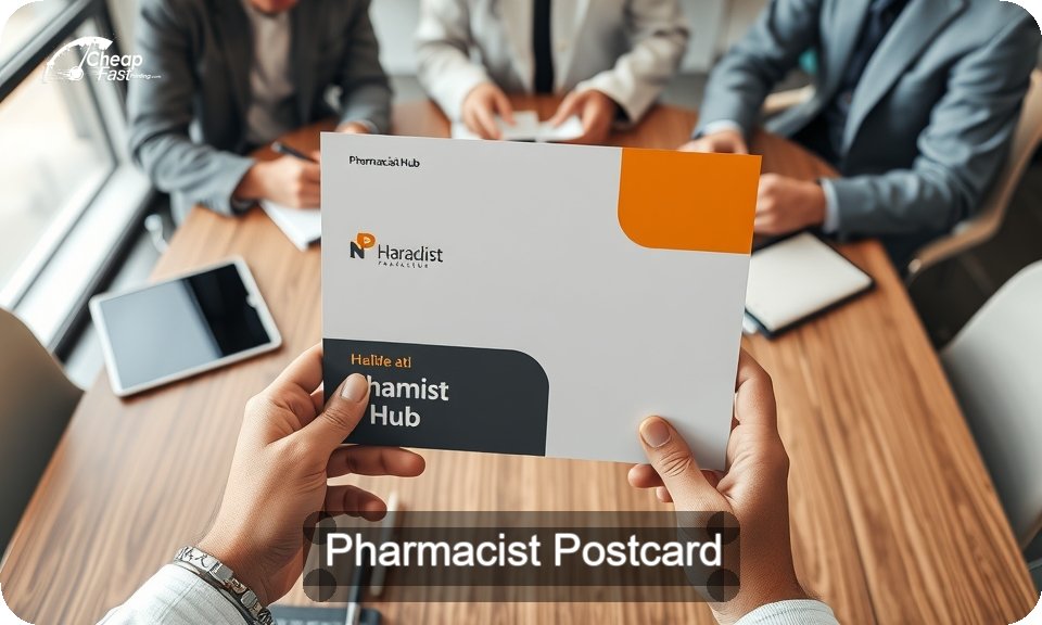 Pharmacist Postcard Sample 01 · 4" x 9" design sample