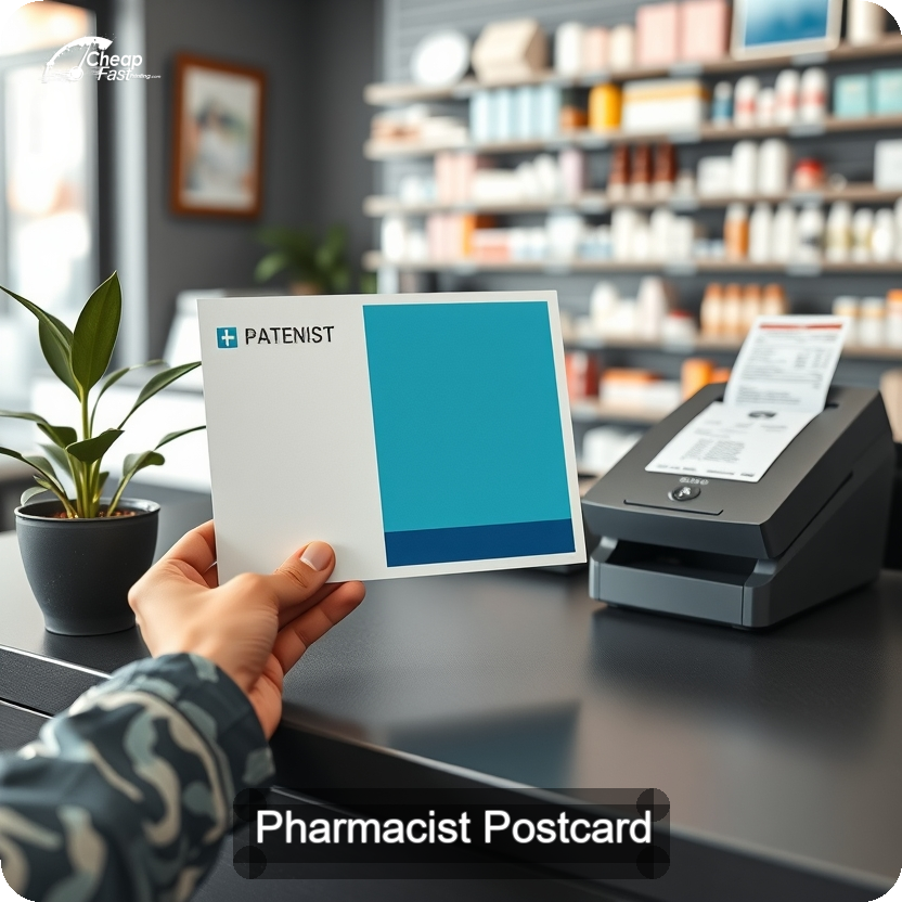 Pharmacist Postcard Sample 09 · 5" x 5" design sample