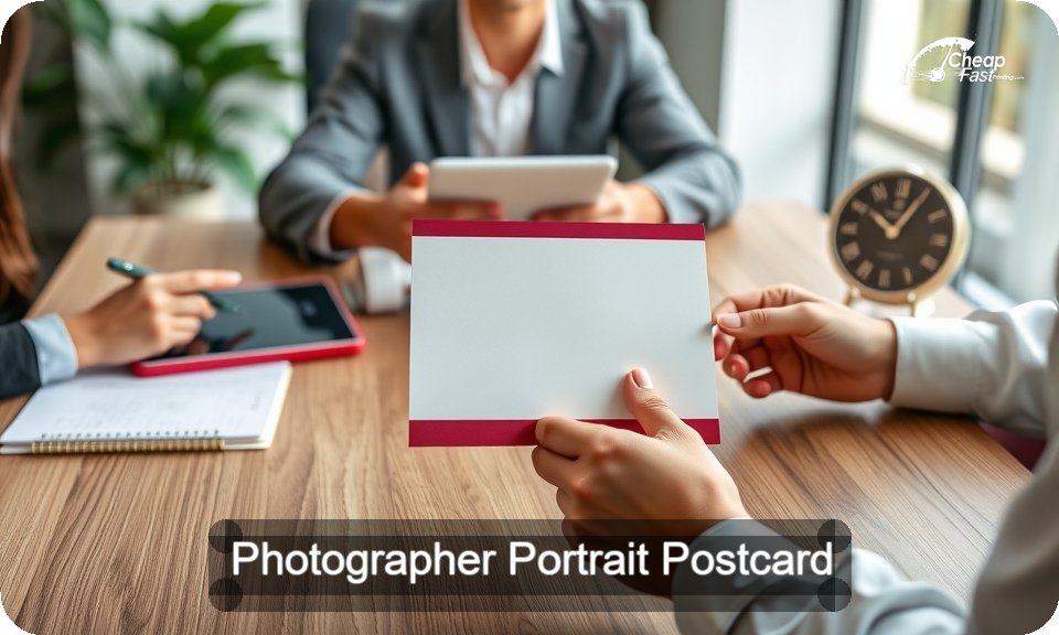 Photographer Portrait Postcard Sample 02 · 4" x 9" design sample