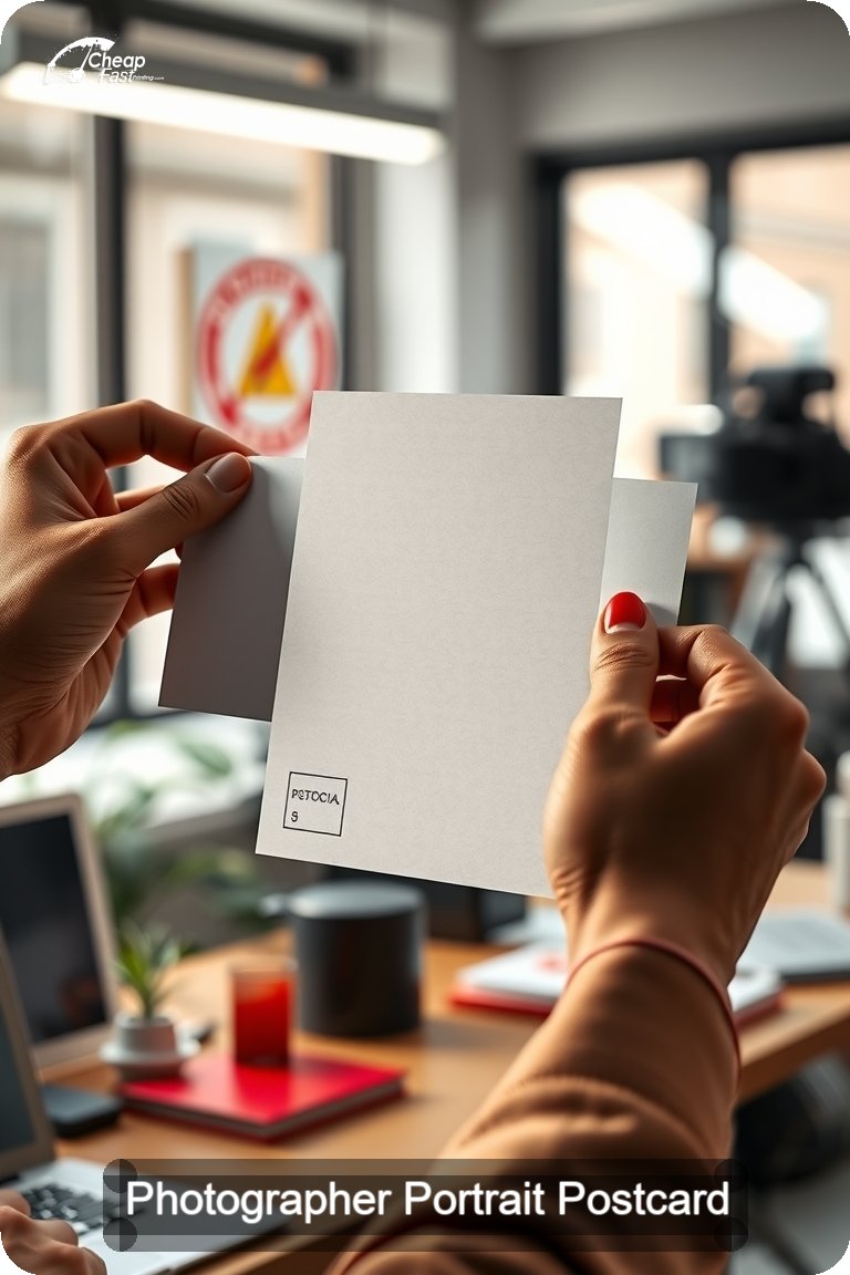 Photographer Portrait Postcard Sample 05 · 4.5" x 11" design sample