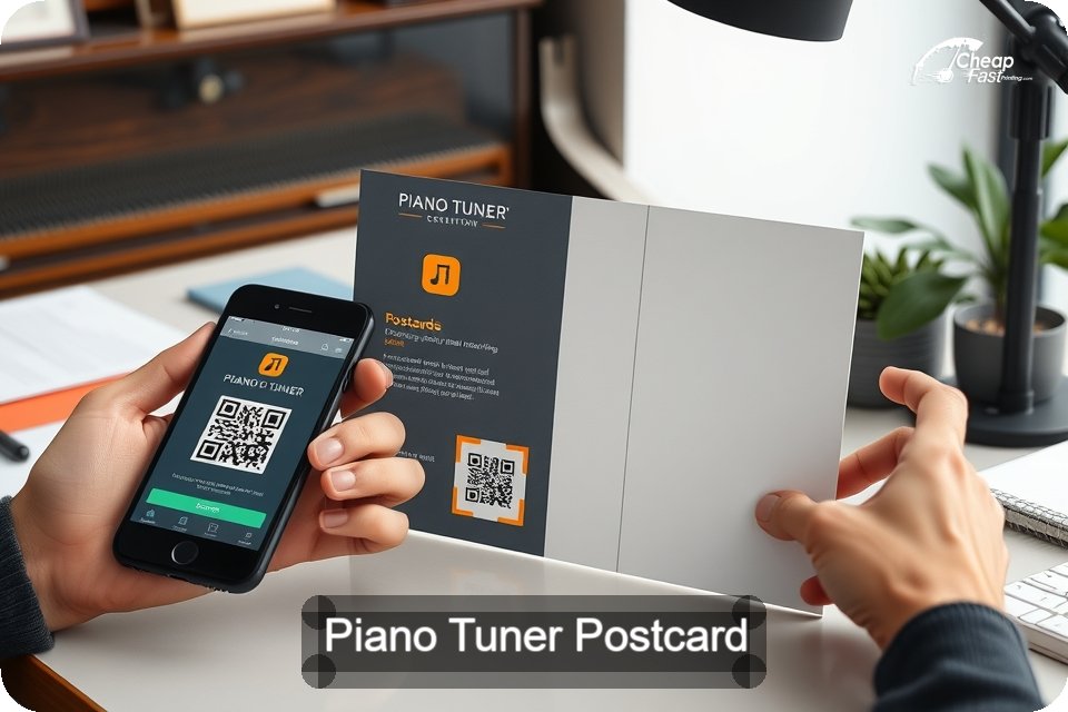 Piano Tuner Postcard Sample 01 · 6" x 9" design sample