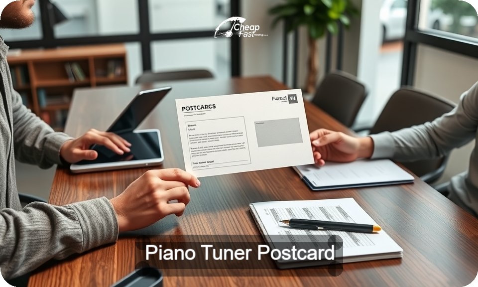 Piano Tuner Postcard Sample 05 · 4" x 9" design sample