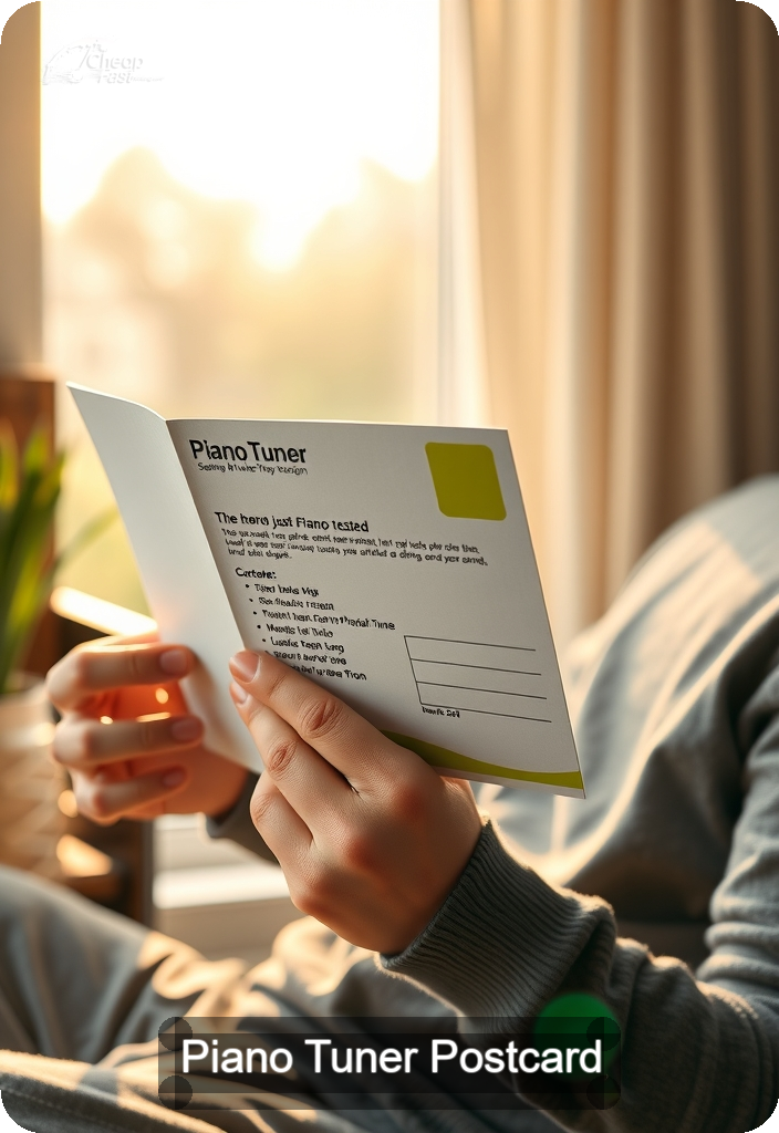 Piano Tuner Postcard Sample 06 · 4.5" x 6.5" design sample