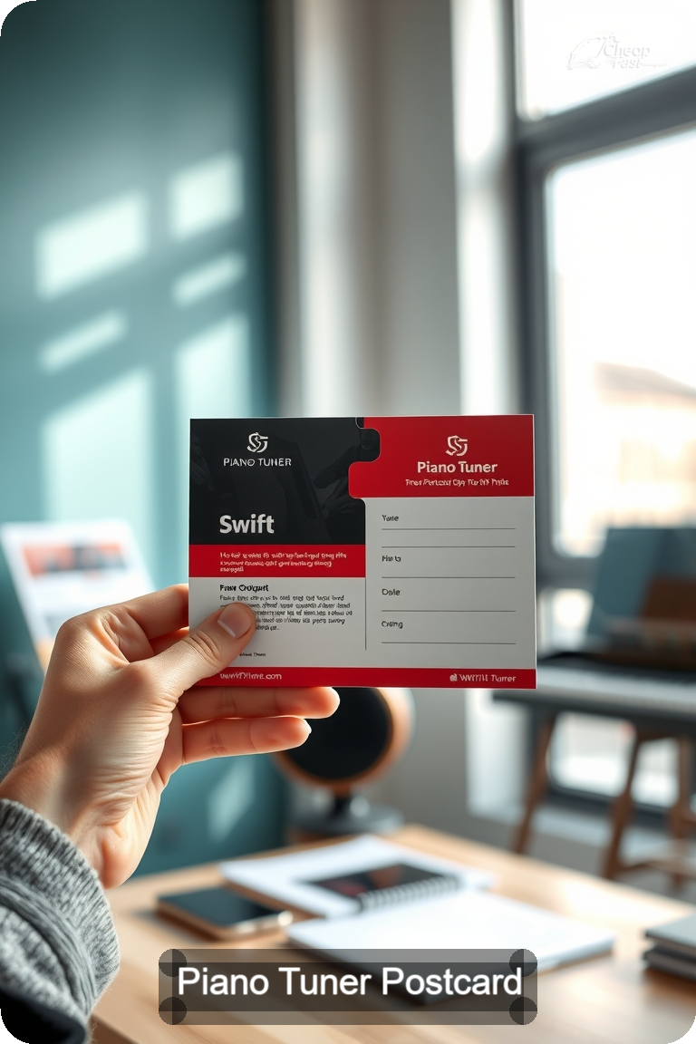 Piano Tuner Postcard Sample 08 · 4.5" x 11" design sample