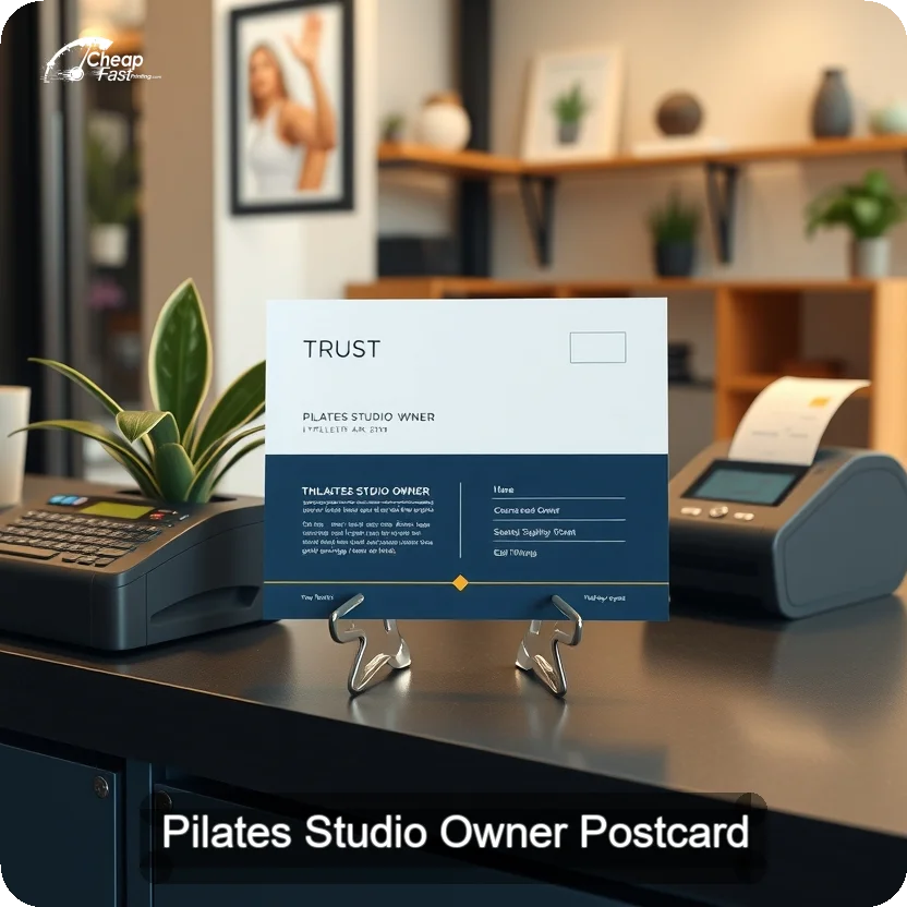 Pilates Studio Owner Postcard Sample 01 · 5" x 5" design sample