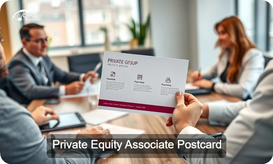 Private Equity Associate Postcard Sample 06 · 4" x 9" design sample