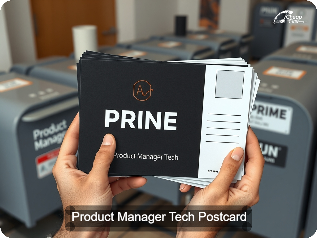 Product Manager Tech Postcard Sample 01 · 6.5" x 9" design sample