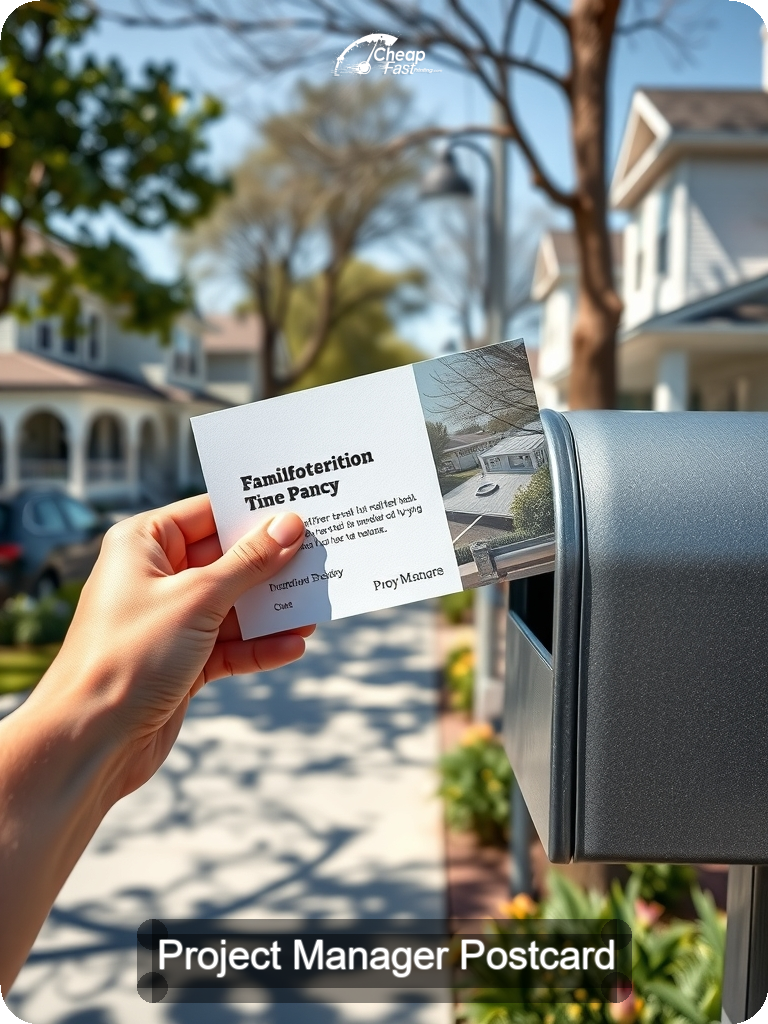 Project Manager Postcard Sample 03 · 5" x 7" design sample