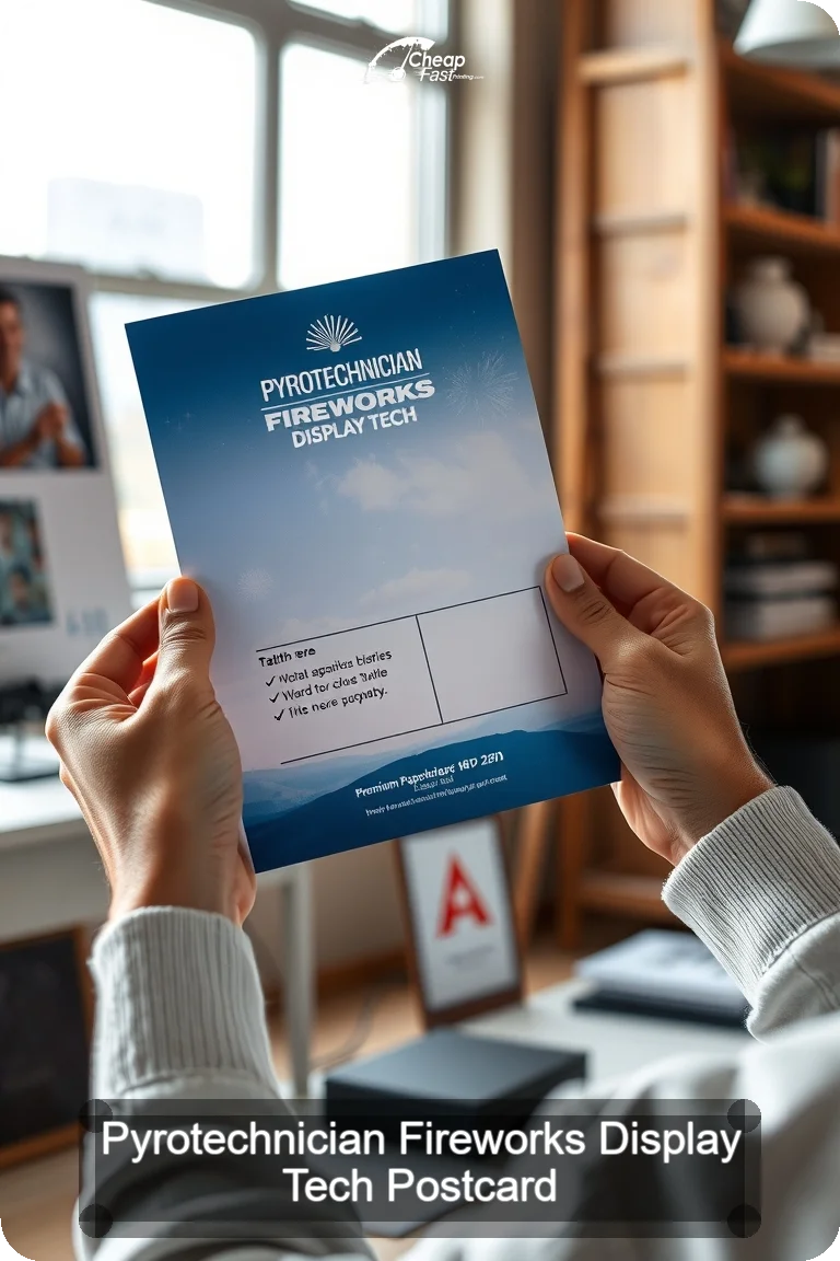 Pyrotechnician Fireworks Display Tech Postcard Sample 06 · 4.5" x 11" design sample