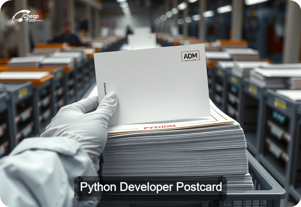 Python Developer Postcard Sample 01 · 6" x 11" design sample