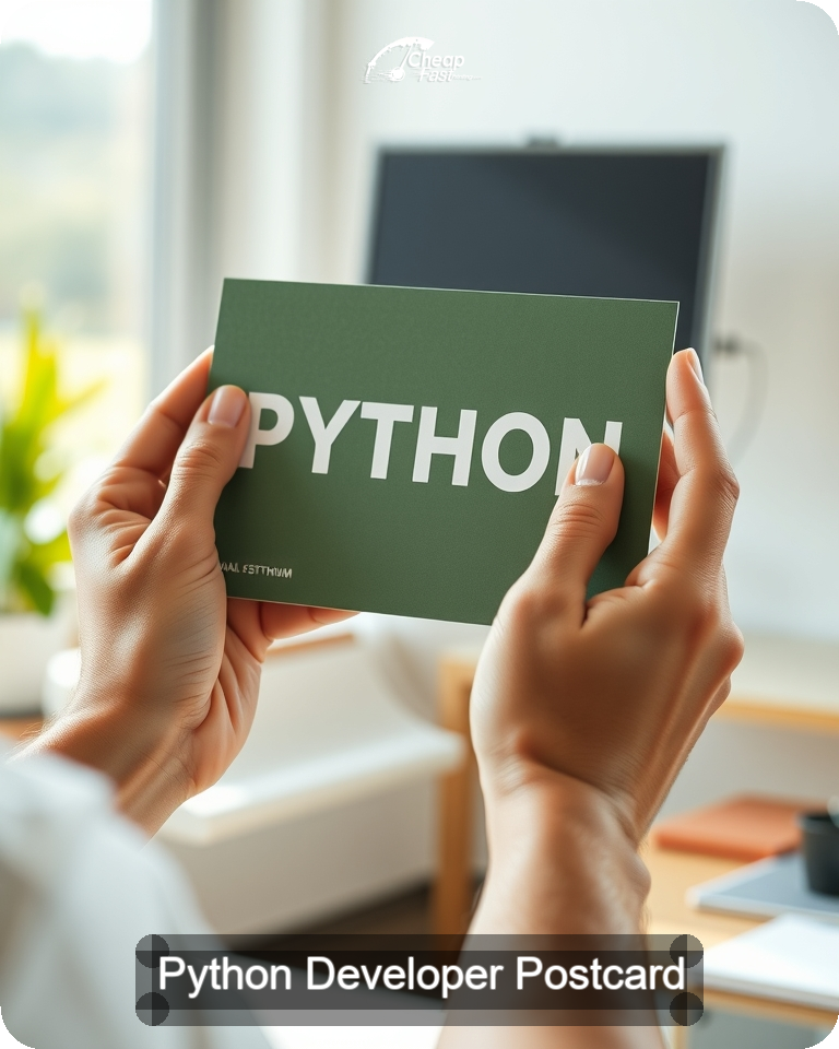 Python Developer Postcard Sample 03 · 4.25" x 5.5" design sample