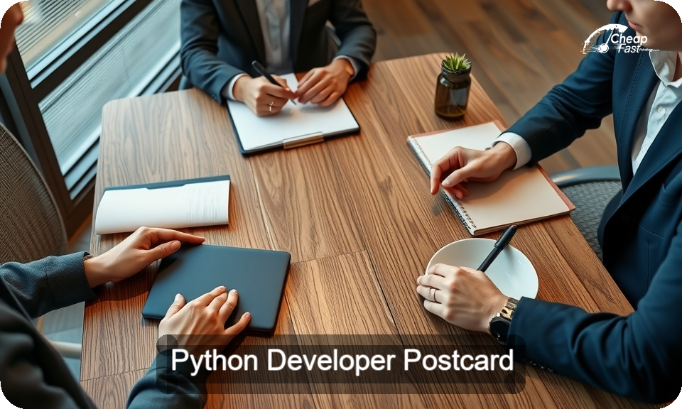 Python Developer Postcard Sample 04 · 4" x 9" design sample