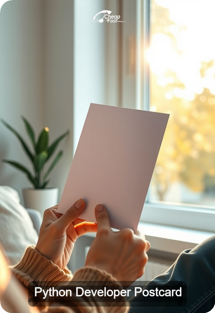 Python Developer Postcard Sample 05 · 4.5" x 6.5" design sample