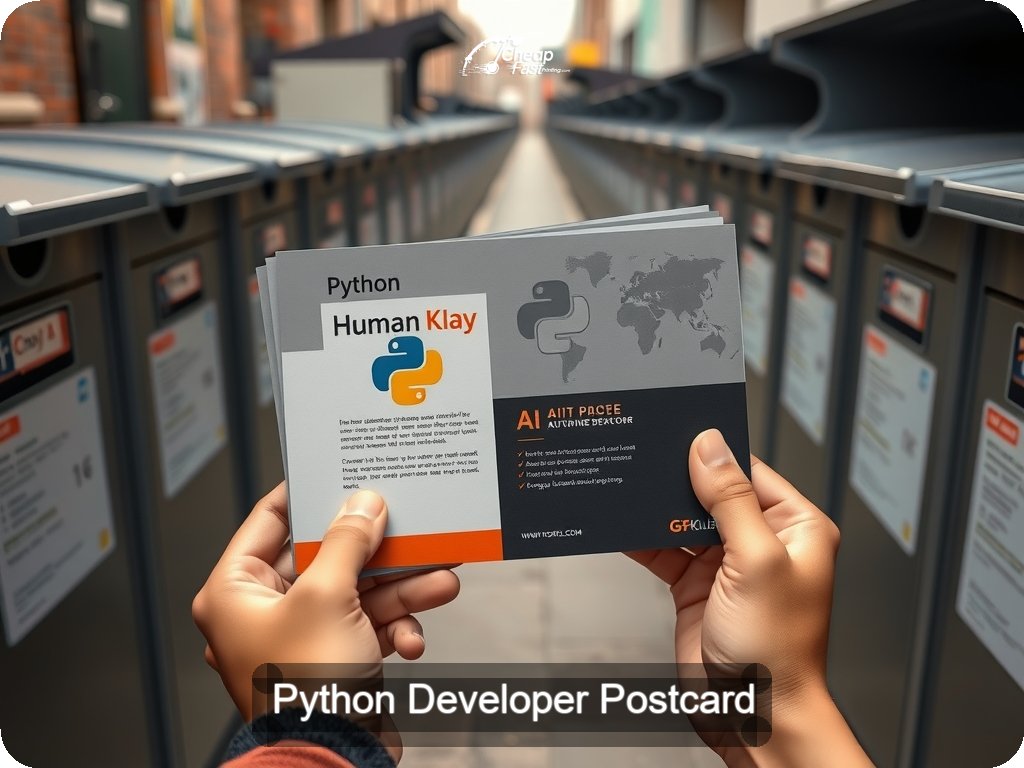 Python Developer Postcard Sample 06 · 6.5" x 9" design sample