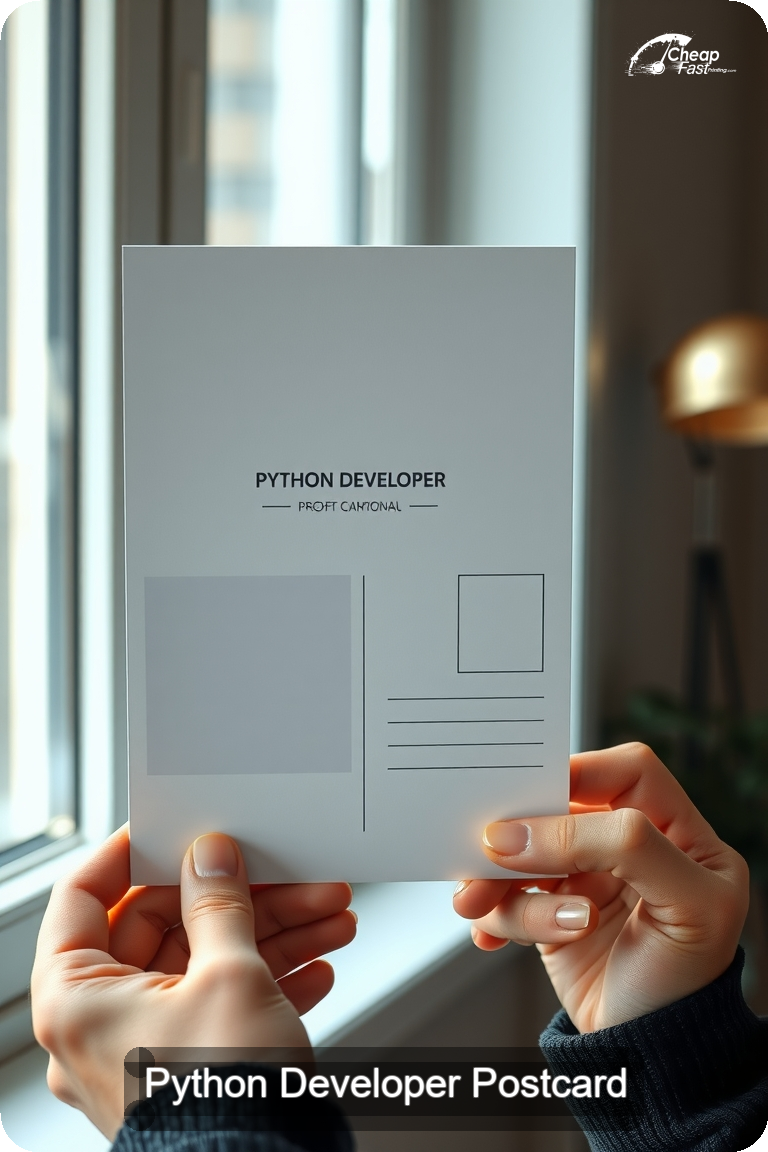 Python Developer Postcard Sample 07 · 4.5" x 11" design sample