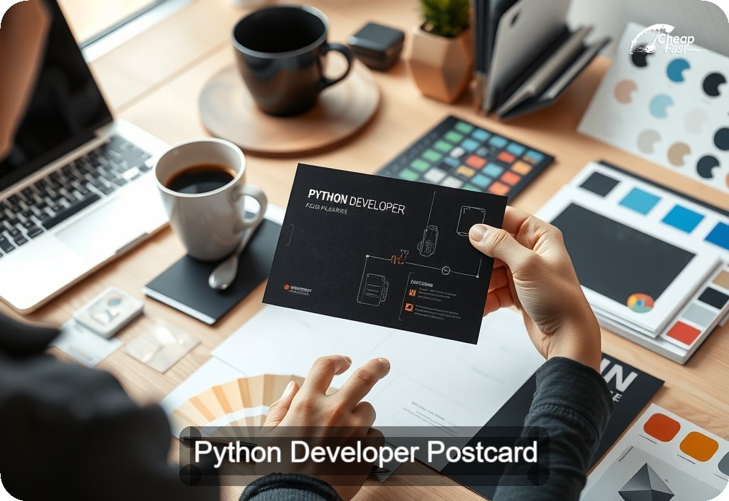 Python Developer Postcard Sample 08 · 4" x 6" design sample