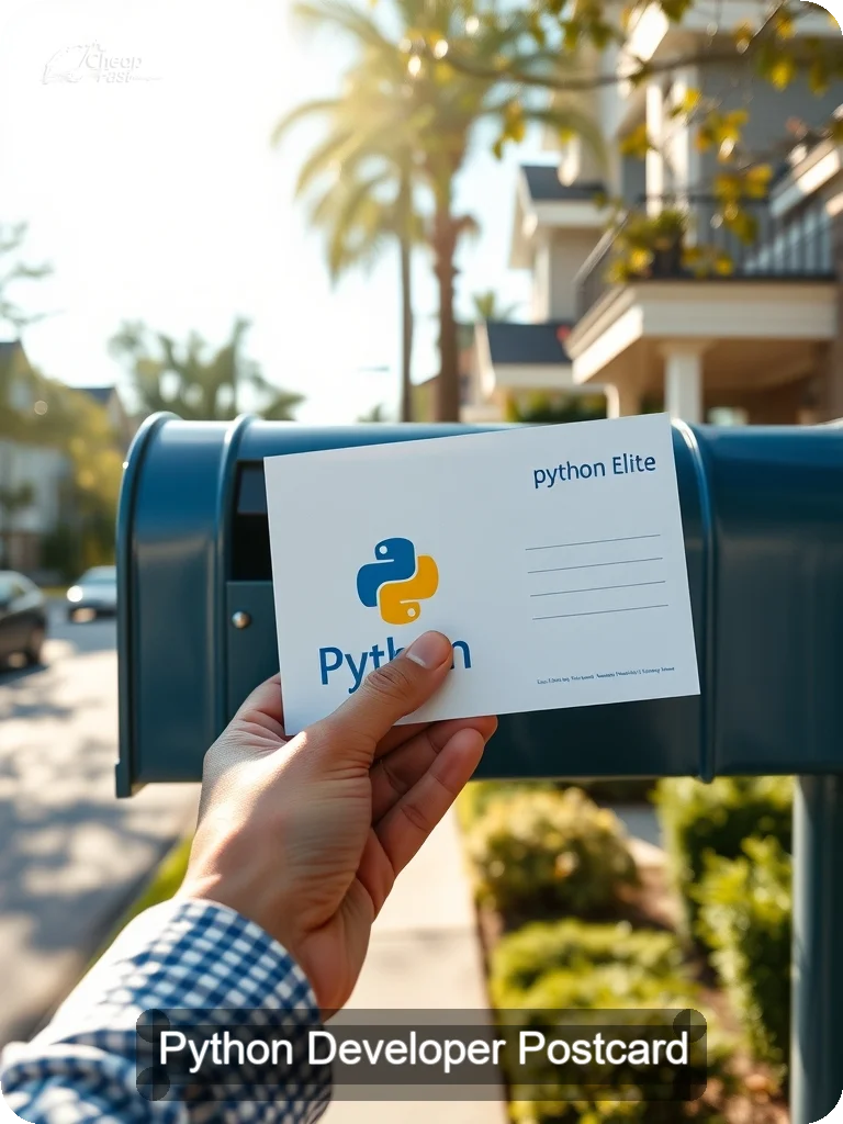 Python Developer Postcard Sample 09 · 5" x 7" design sample