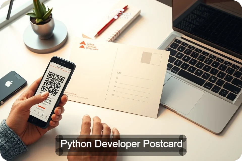 Python Developer Postcard Sample 10 · 6" x 9" design sample