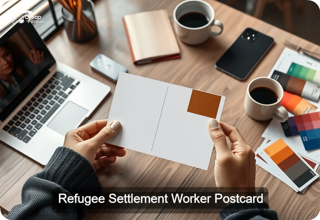 Refugee Settlement Worker Postcard Sample 02 · 4" x 6" design sample