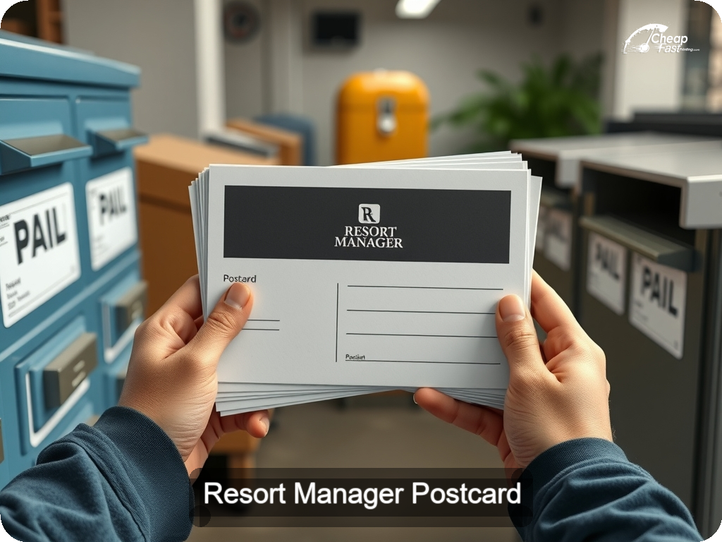 Resort Manager Postcard Sample 03 · 6.5" x 9" design sample