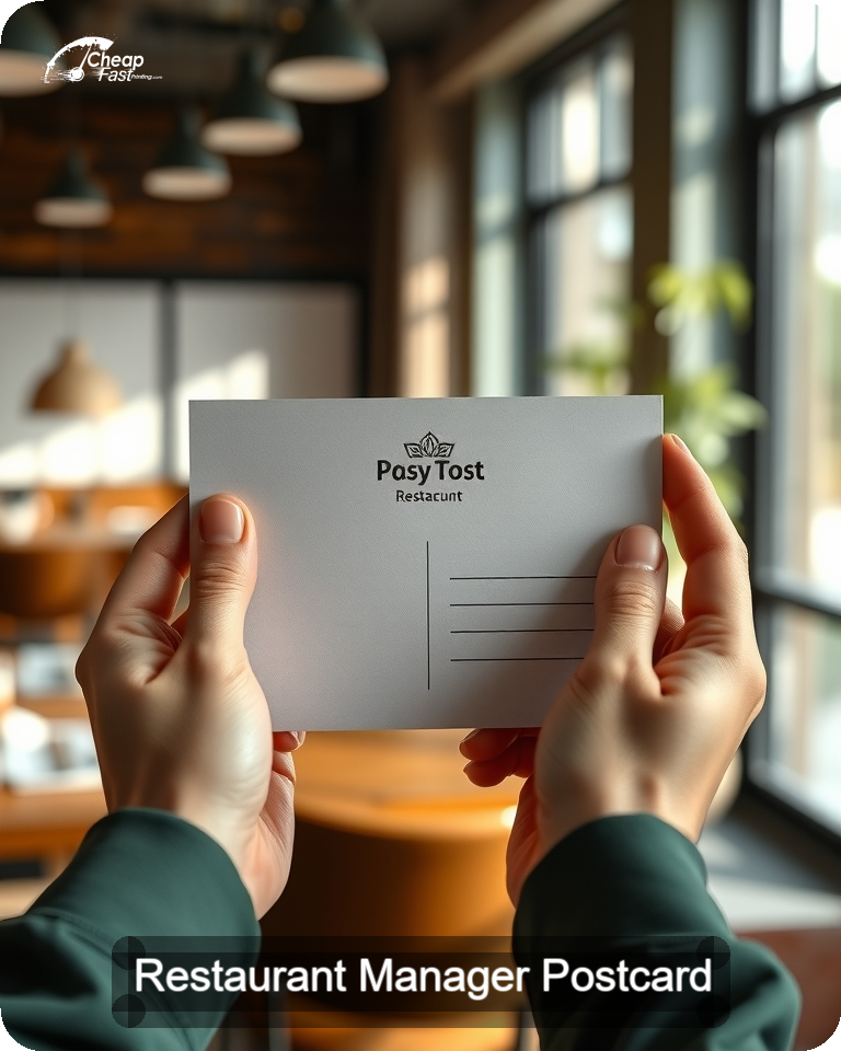 Restaurant Manager Postcard Sample 01 · 4.25" x 5.5" design sample