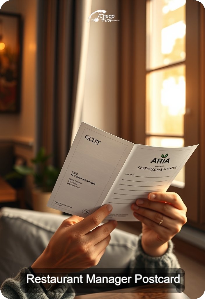 Restaurant Manager Postcard Sample 03 · 4.5" x 6.5" design sample