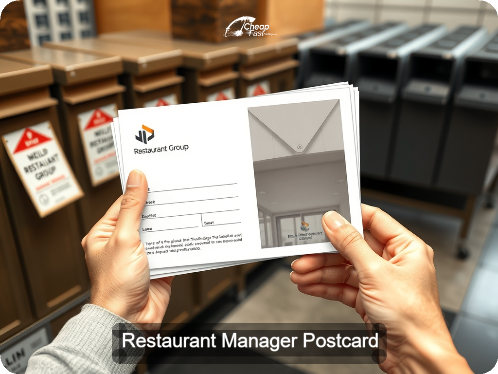 Restaurant Manager Postcard Sample 04 · 6.5" x 9" design sample