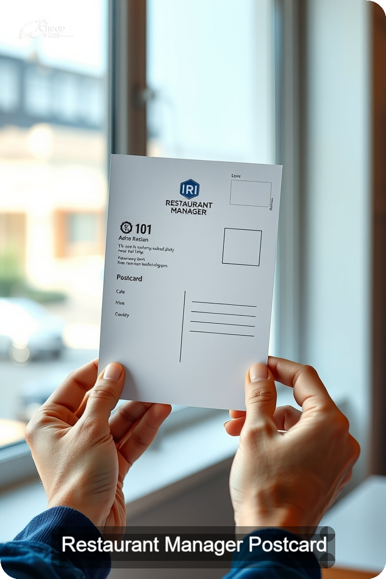 Restaurant Manager Postcard Sample 05 · 4.5" x 11" design sample