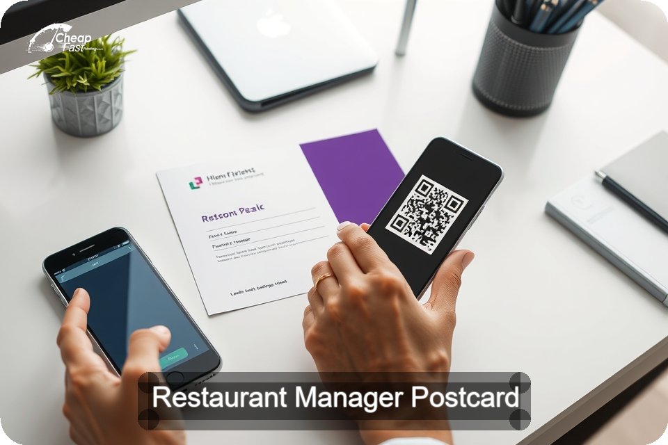 Restaurant Manager Postcard Sample 08 · 6" x 9" design sample
