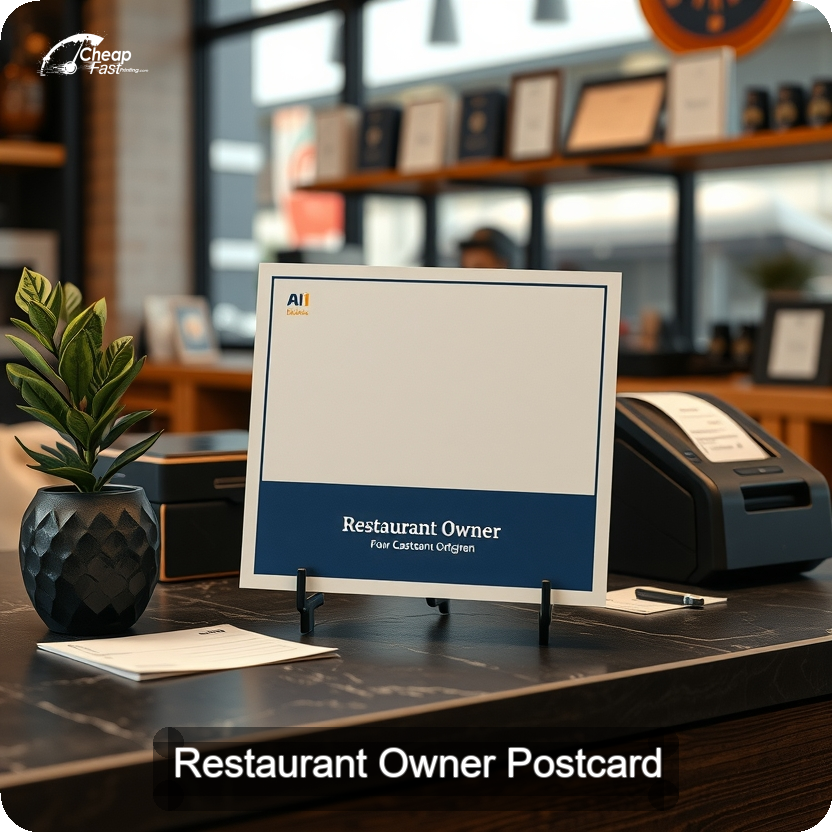 Restaurant Owner Postcard Sample 02 · 5" x 5" design sample
