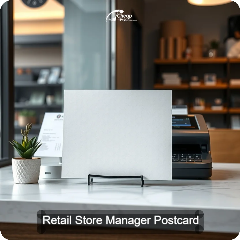 Retail Store Manager Postcard Sample 03 · 5" x 5" design sample