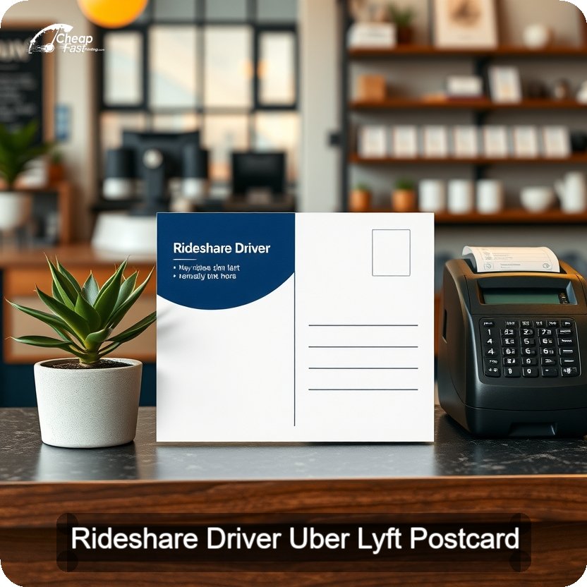 Rideshare Driver Uber Lyft Postcard Sample 06 · 5" x 5" design sample
