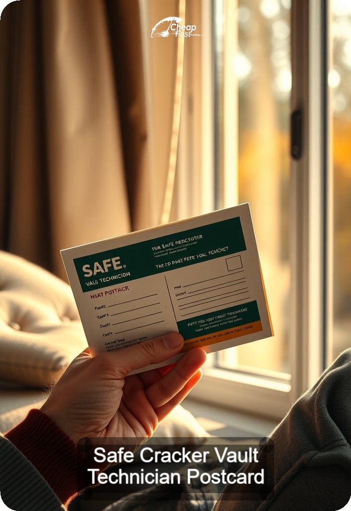 Safe Cracker Vault Technician Postcard Sample 07 · 4.5" x 6.5" design sample