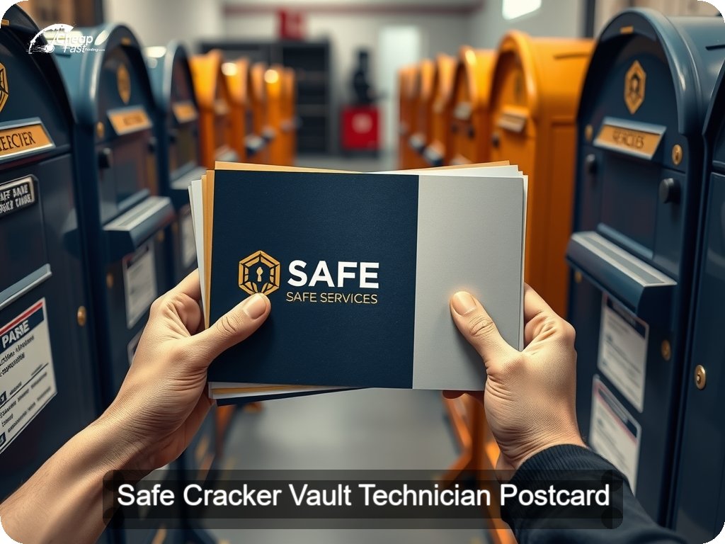Safe Cracker Vault Technician Postcard Sample 08 · 6.5" x 9" design sample