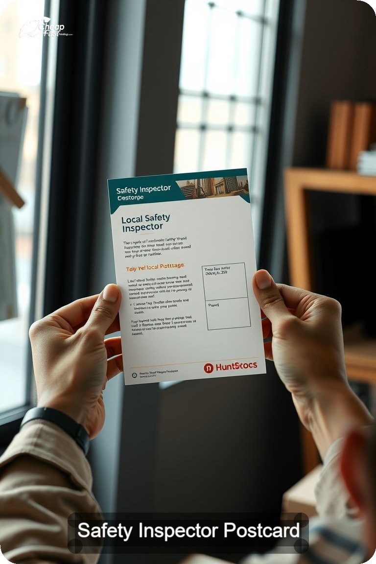 Safety Inspector Postcard Sample 01 · 4.5" x 11" design sample