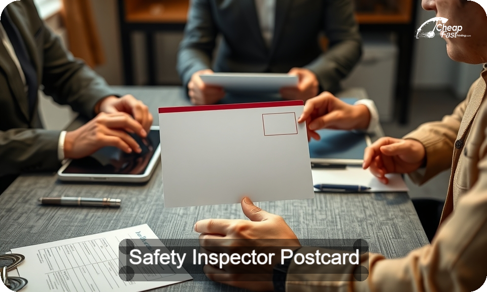 Safety Inspector Postcard Sample 08 · 4" x 9" design sample